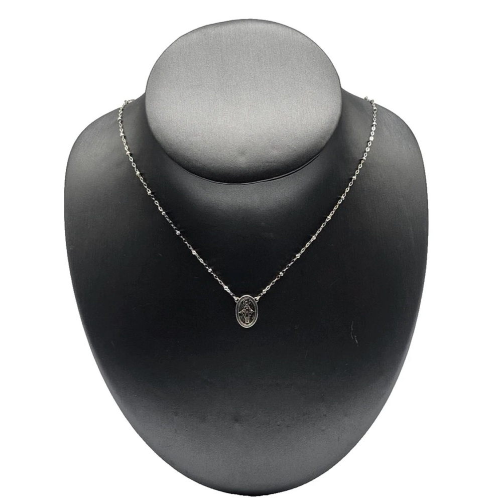 James Avery Silver Oval Virgin Mary Necklace